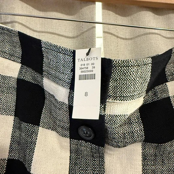 Talbots Black and White Gingham Plaid Checked Skirt NWT 8 - Picture 3 of 5